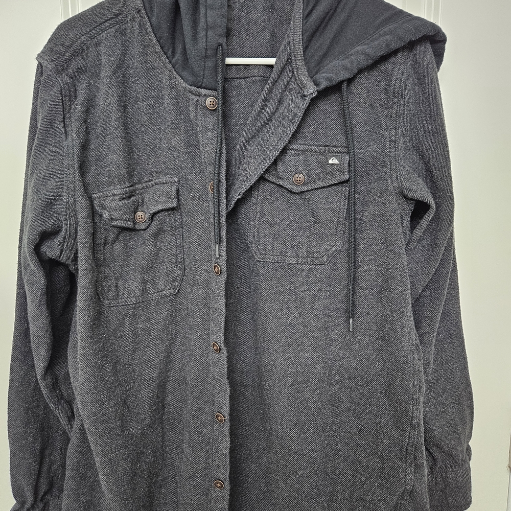 Ripcurl Dark Gray Hooded Button Up shirt Lane
